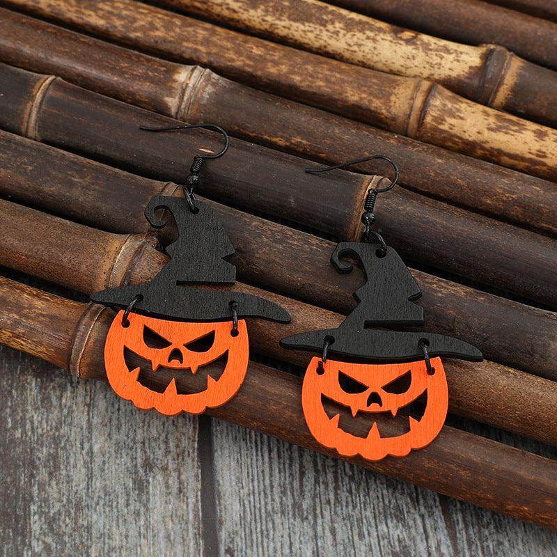 Wooden Pumpkin Shape Earrings for Fall Fashion Accessories