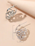 Silver Hollow out Halloween Skull Statement Stud Earrings Women Punk Jewellery