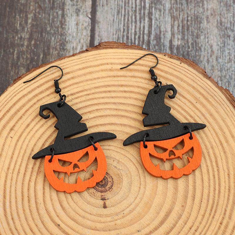 Wooden Pumpkin Shape Earrings for Fall Fashion Accessories