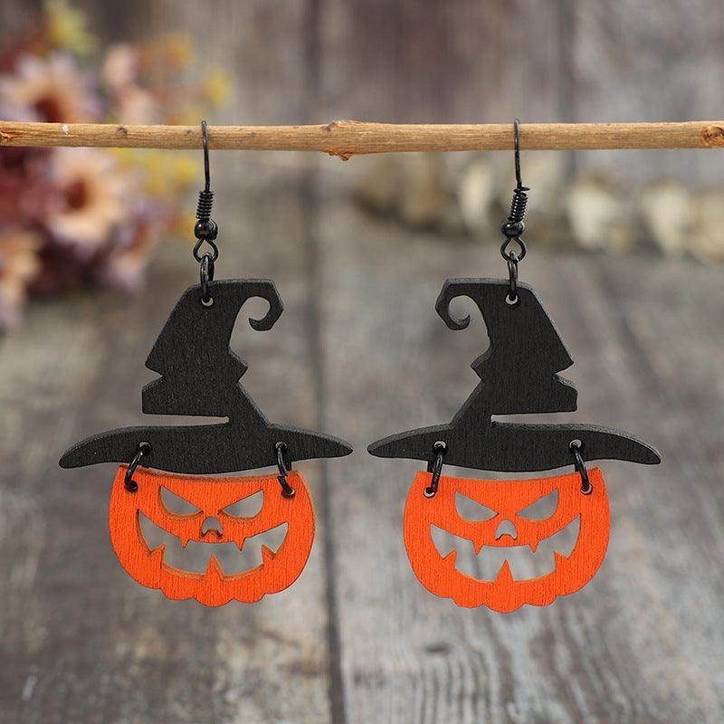 Wooden Pumpkin Shape Earrings for Fall Fashion Accessories