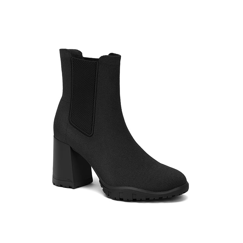 Block Heel Chelsea Boots – Knit Ankle Boots