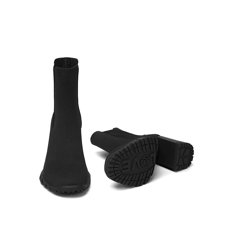 Block Heel Chelsea Boots – Knit Ankle Boots