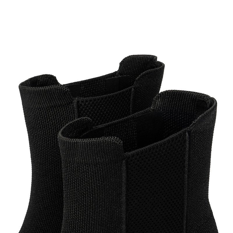 Block Heel Chelsea Boots – Knit Ankle Boots