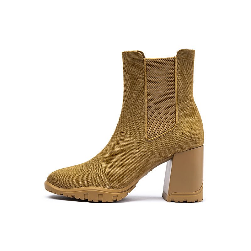 Block Heel Chelsea Boots – Knit Ankle Boots