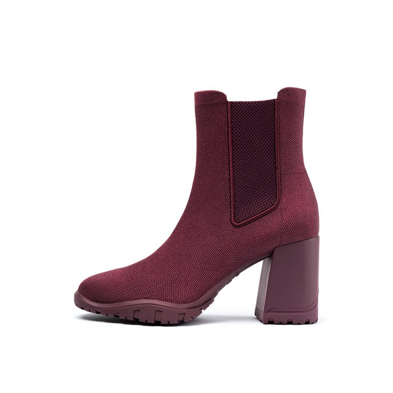 Block Heel Chelsea Boots – Knit Ankle Boots