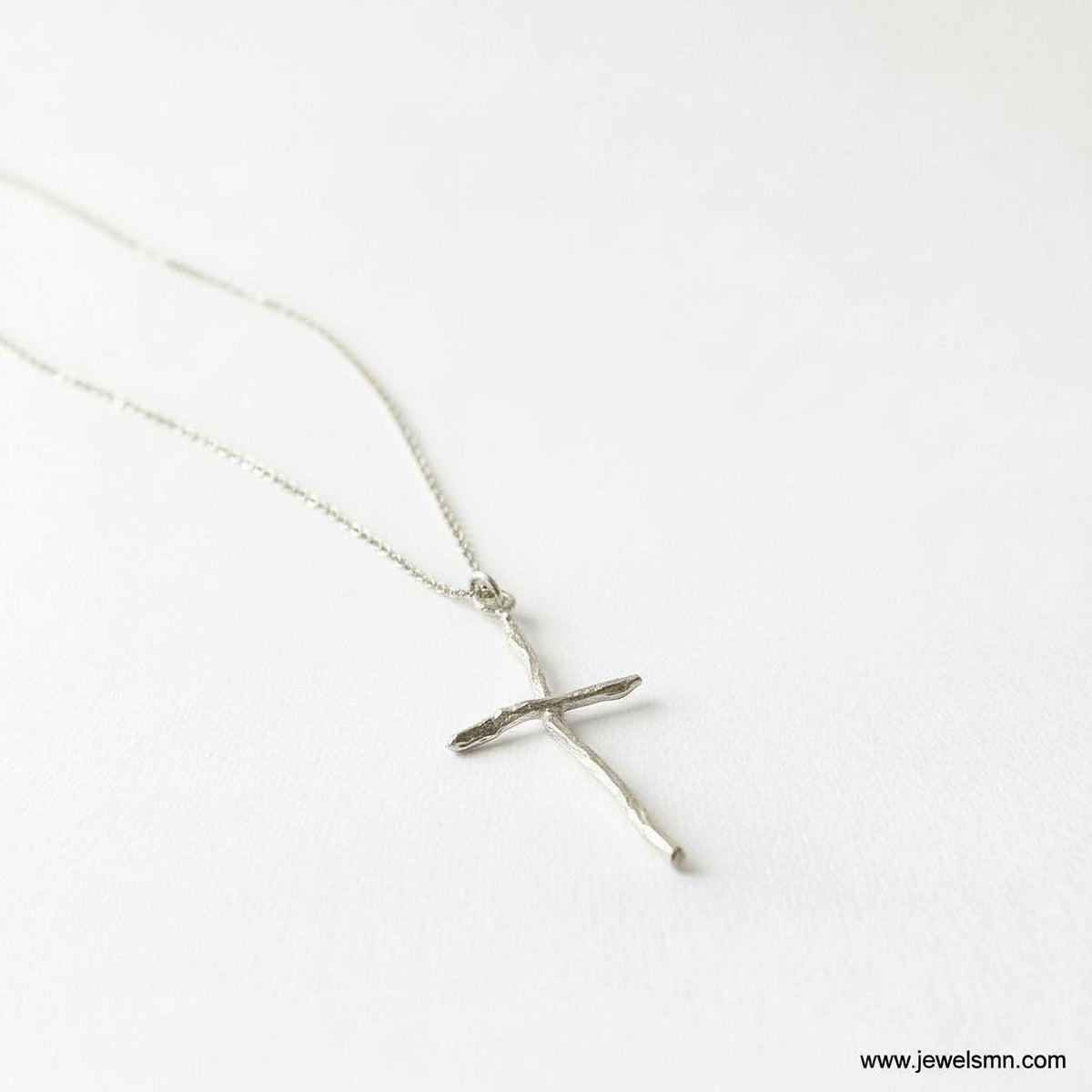 Silver Cross Jewelry Necklace, Olive Branch Twig Pendant, Handmade Unique Gift Cross Jewelry, Sterling Silver 925