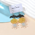 Halloween Gothic Acrylic Black Bat Spider Pumpkin Statement Drop Earrings Party